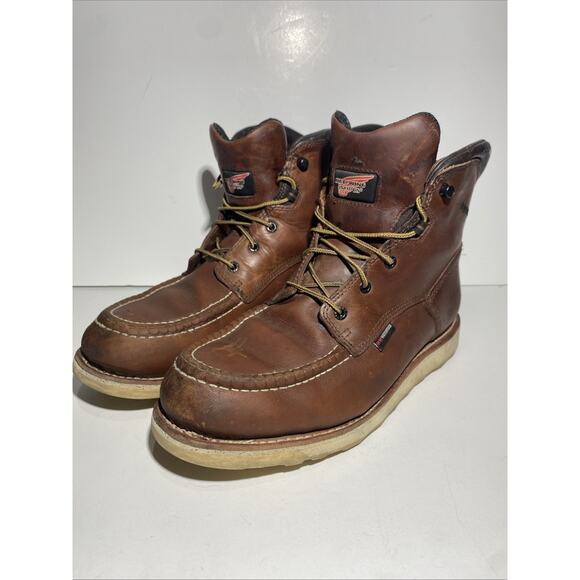 Vtg. Red Wing Moc Toe Men's Size 12 D Brown Red Leather Boots No.405 - Picture 1 of 16